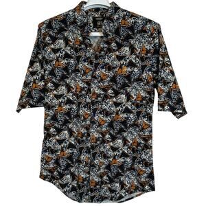 Farah Vintage 'Slim Fit' Mod Style Patterned Print Button Up Shirt Men's Size M